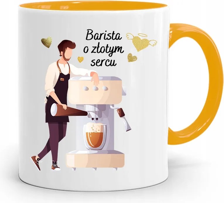 Barista Kávézó Bögre Sárga Ajándék fényképes nyomtatással
