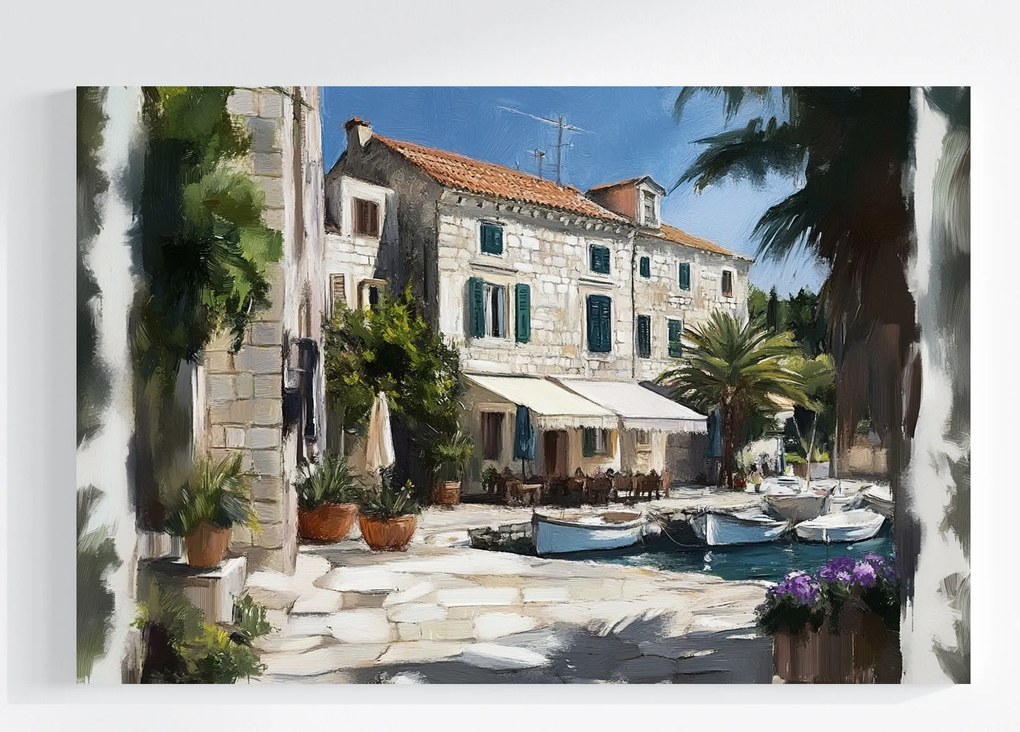 Vászonkép Canvas Tájkép Horvátország Hvar Város Marina Nyár 120x80