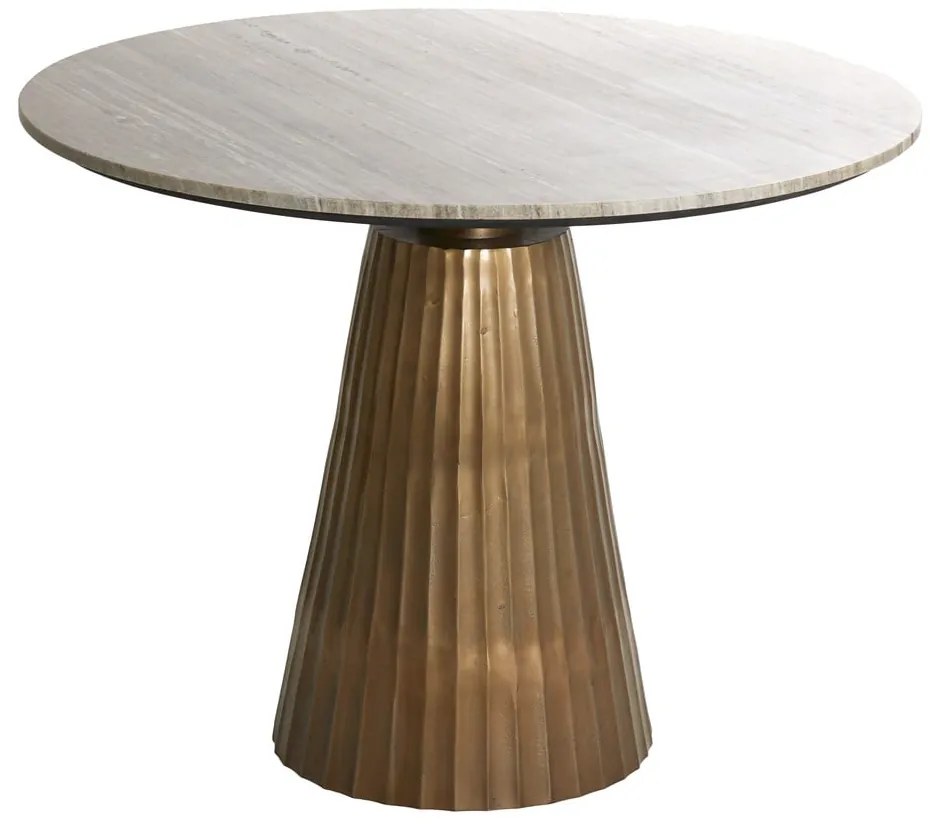 Bronzszínű-natúr színű kerek étkezőasztal márvány dekoros asztallappal ø 100 cm Rianne – Light & Living