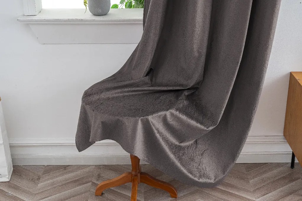 Sötétítő függöny DUNES VELVET 140x250 cm, sötétszürke Felfüggesztés: Hullámos sínszalag