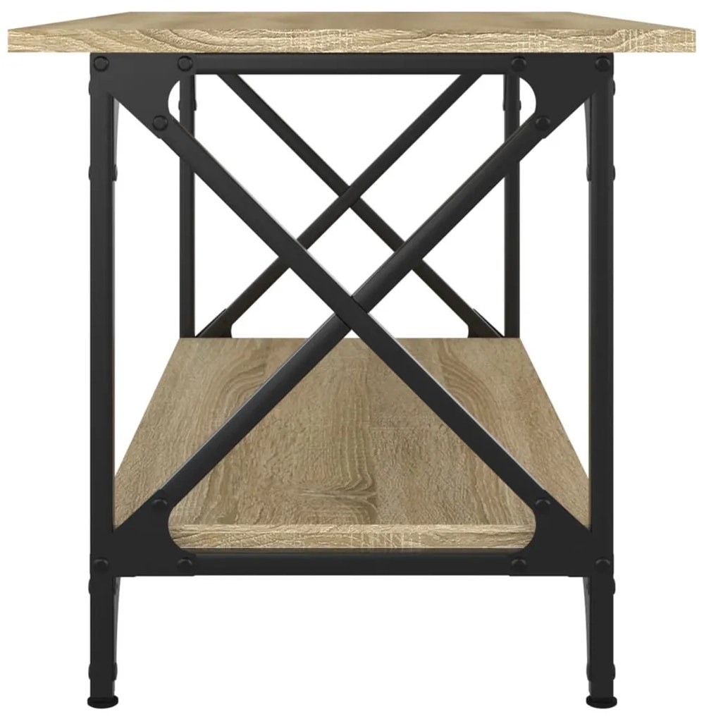 Sonoma tölgy színű szerelt fa és vas dohányzóasztal 80x45x45 cm