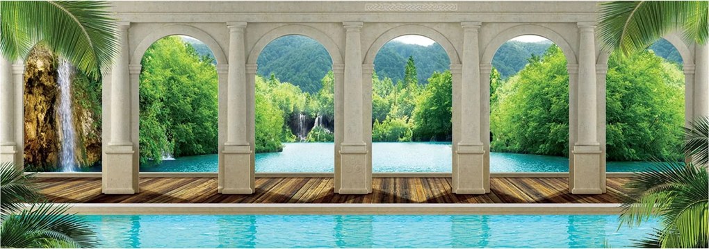 Fotótapéta A nyugalom oázisa Paradicsomi sarok Idilli vízesés 832x254 +ragasztó