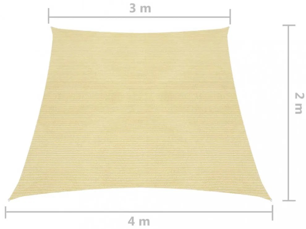 bézs HDPE napvitorla 160 g/m² 3/4 x 2