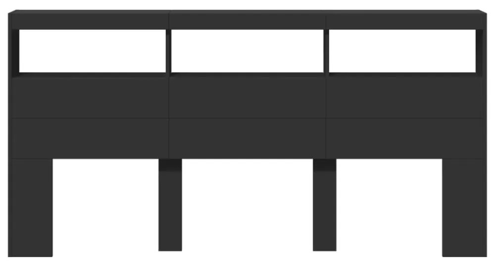 fekete áthidalószekrény LED-világítással 200 x 17 x 102 cm