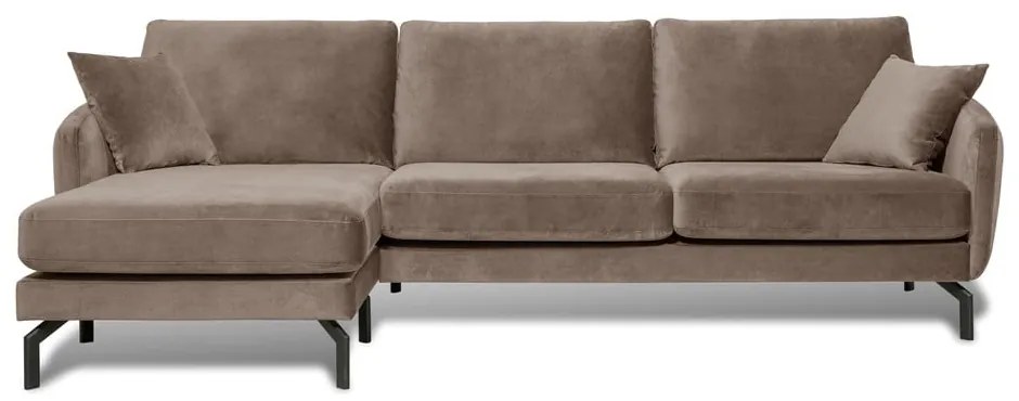 Magic barnásbézs bársony sarokkanapé, bal oldali - Scandic