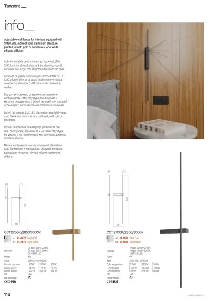 Redo 01-4675 - LED fali lámpatest TANGENT LED/9W/230V CRI 90 fekete