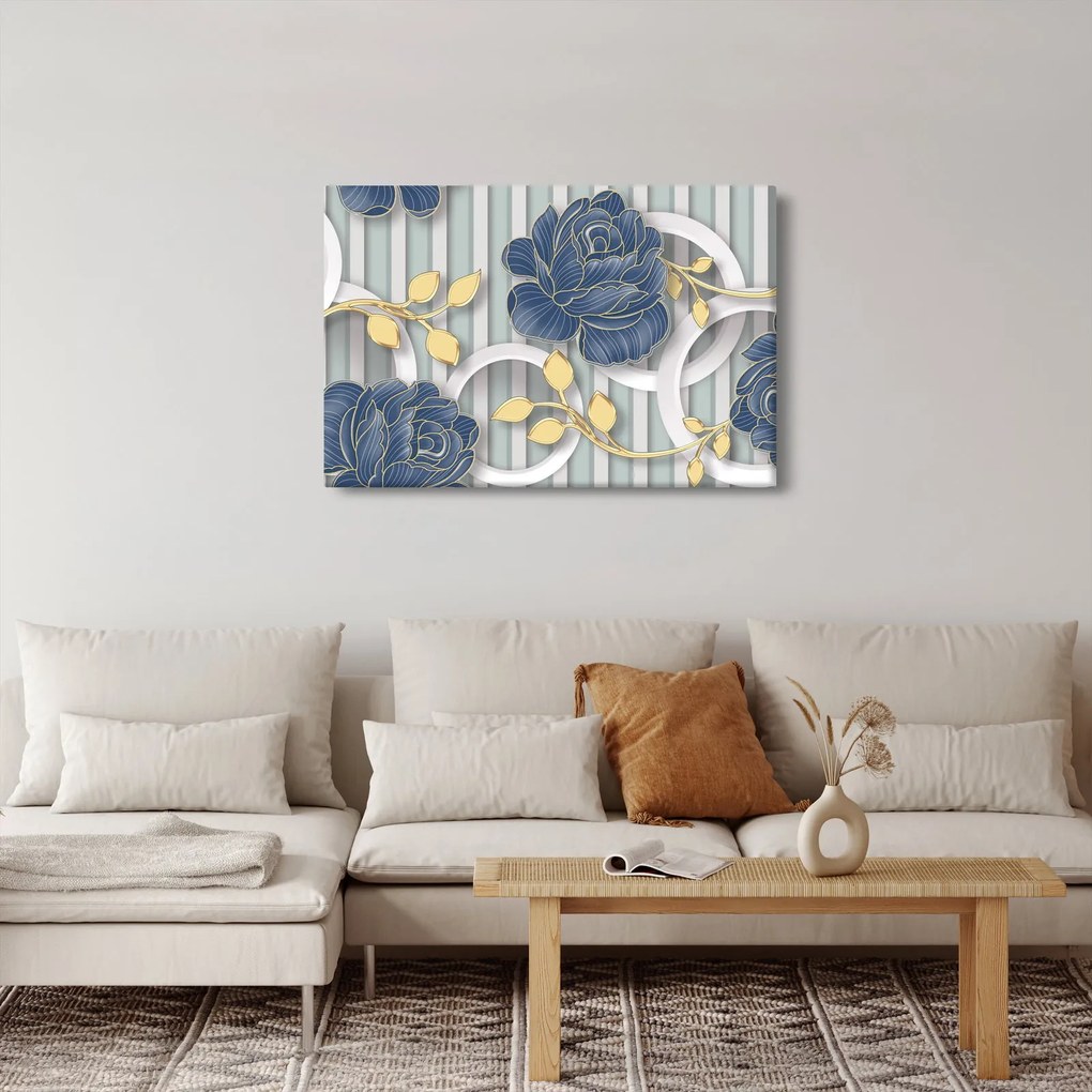 Kép - Rózsák és körök (90x60 cm)