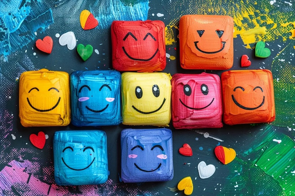 Vászonkép Canvas Hangulatjelek Arcok Érzelmek Mosoly Színek 120x80