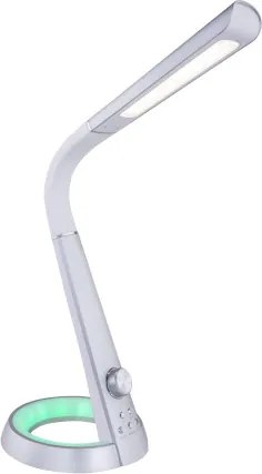 Globo 58376S Asztali lámpa fehér flexibilis szárral. USB csatlakozás, RGB színváltó funkció. Színhőmérséklet váltás 4000/6500/3000K, MxSzxH:343x183x640, tartozék: 1xLED 8W 230V, 45-460lm
