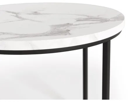 KÉSZLET 2x Kávésasztal OREO átm. 43/53 cm fekete/márvány dekoráció