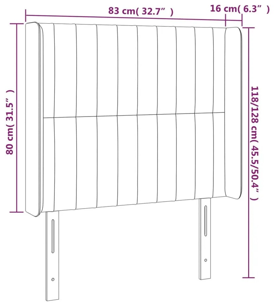 kék szövet LED-es fejtámla 83x16x118/128 cm
