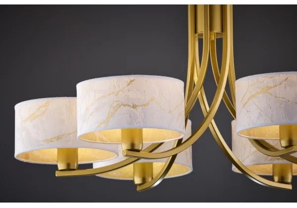Jupiter 2098 - Láncos csillár ARTHUR 6xE27/15W/230V fehér/arany/márvány dekor