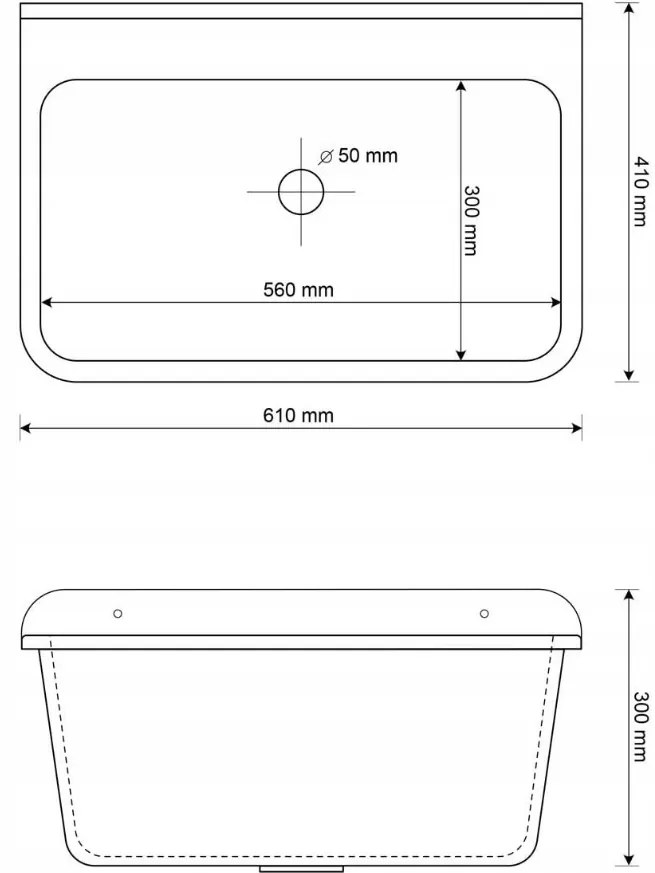 Mosogató Quality Universe, univerzális műanyag mosogató 61x41x30 cm + szifon, 1 kamrás, fehér, SKQ-KGLK60-WH
