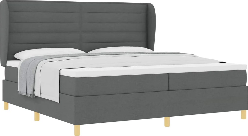 vidaXL Boxspring ágy matraccal Sötétszürke 90x190 cm Szövet szövet