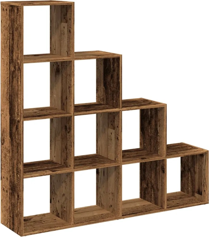 vidaXL 4 szintes antik színű elválasztó könyvespolc 131,5x29x131,5 cm