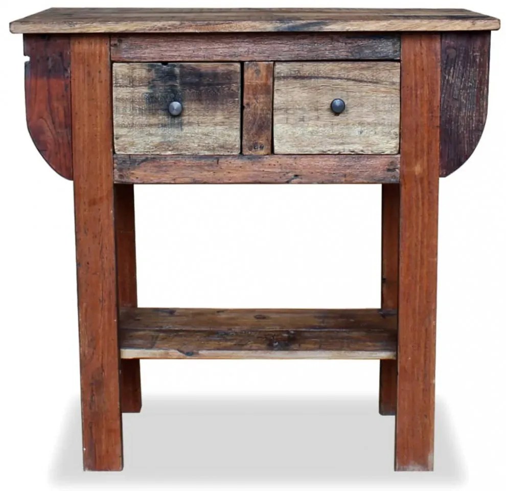 vidaXL vegyes újrahasznosított fa konzolasztal 80 x 35 x 80 cm