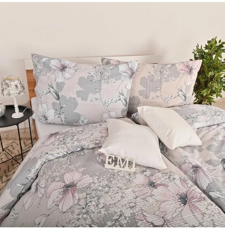 EMI Isadora rózsaszínű krepp ágyneműhuzat, A standard egyszemélyes ágy szett tartalma: 1x 140x200 + 1x 70x90