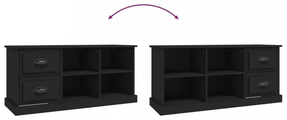 fekete szerelt fa TV-szekrény 102 x 35,5 x 47,5 cm