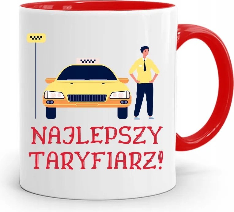 Piros Taxis Bögre Legjobb Tarifáló Nyomtatott Fényképpel