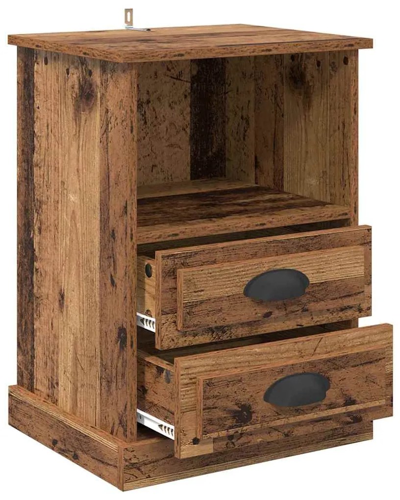 Éjjeliszekrény fiókkal 2 pcs Régi fa 43 x 36 x 60 cm Faanyag