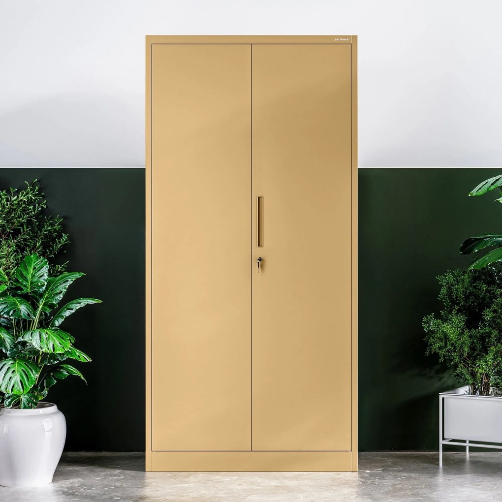 Zárható tárolószekrény DAWID, 900 x 1850 x 450 mm, Fresh Style: bézs