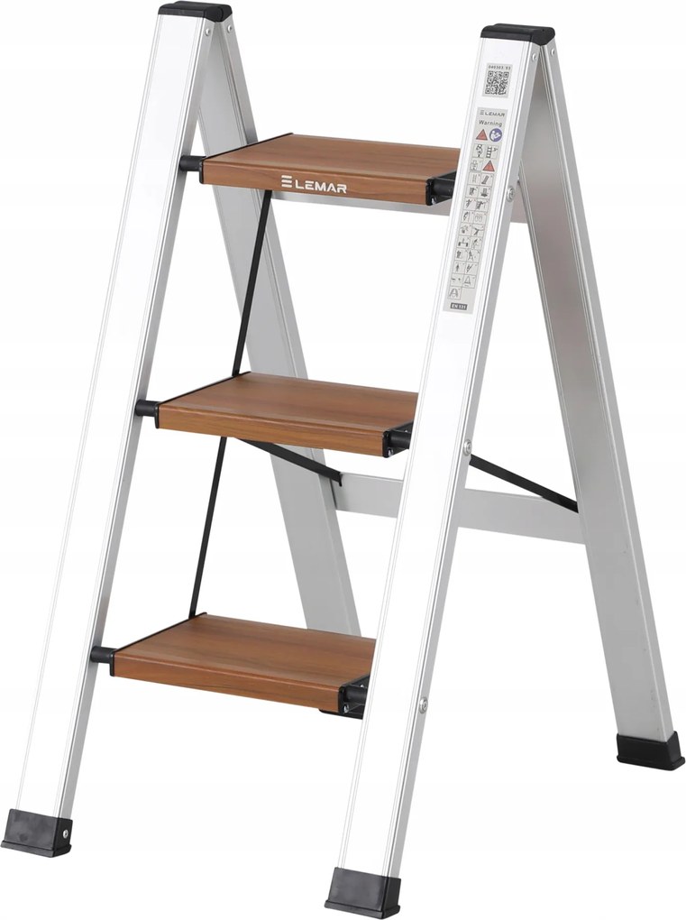 Háztartási létra 3 lépcsős alumínium összecsukható Slim Space-X Lemar 040303