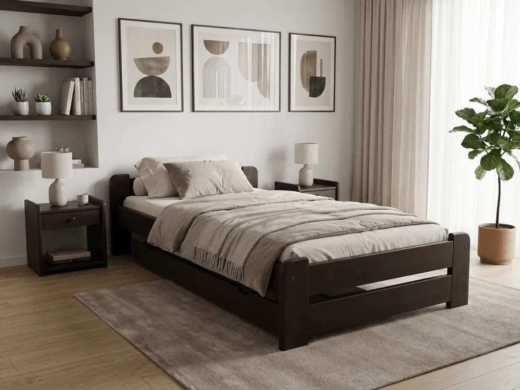 Emily ágy 80x200 cm, diófa Ágyrács: Léces ágyrács, Matrac: Coco Maxi 20 cm matrac