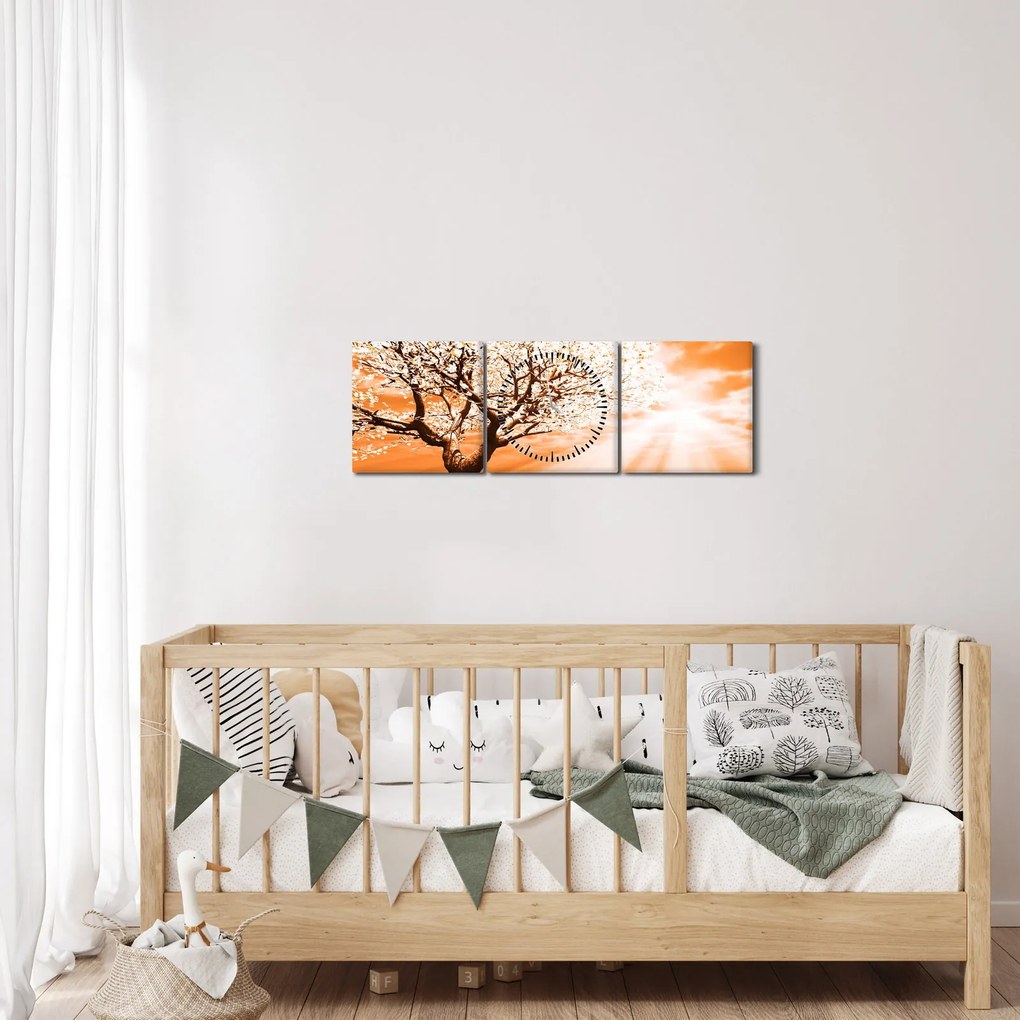 Narancssárga fa képe (órával) (90x30 cm)