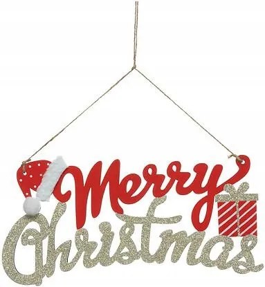 Marry Christmas medál 30 cm piros/arany