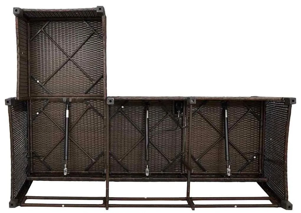3 részes barna polyrattan kerti ülőgarnitúra párnával L-alakú