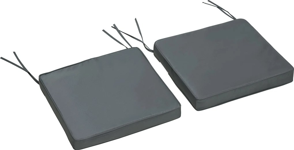 Outsunny 2 db-os Kerti Székpárna Szett, Kültéri Üléspárnák, Levehető Huzatokkal, 5 cm Szivaccsal, Poliészter Anyag, 45L x 45W cm Sötétszürke | Aosom