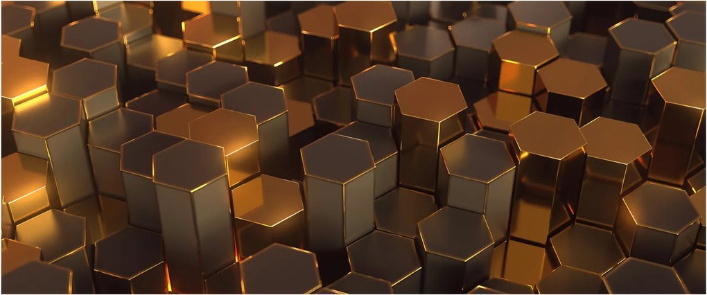 Kép - bronz hatszögek (120x50 cm)
