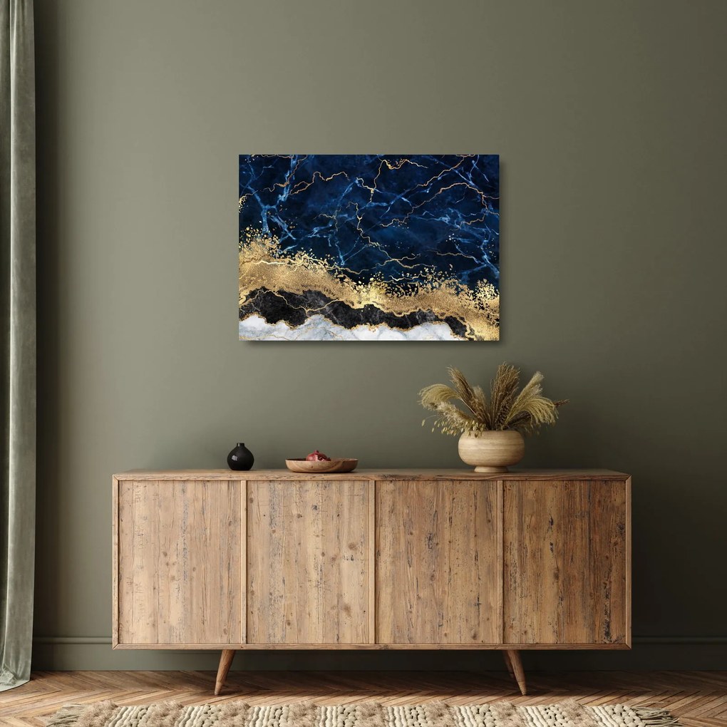 Kép - Sötétkék márvány (üvegen) (70x50 cm)