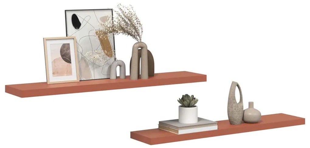 vidaXL Falpolc Falra szerelhető 2 pcs Piros 120 x 23,5 x 4 cm Faanyag