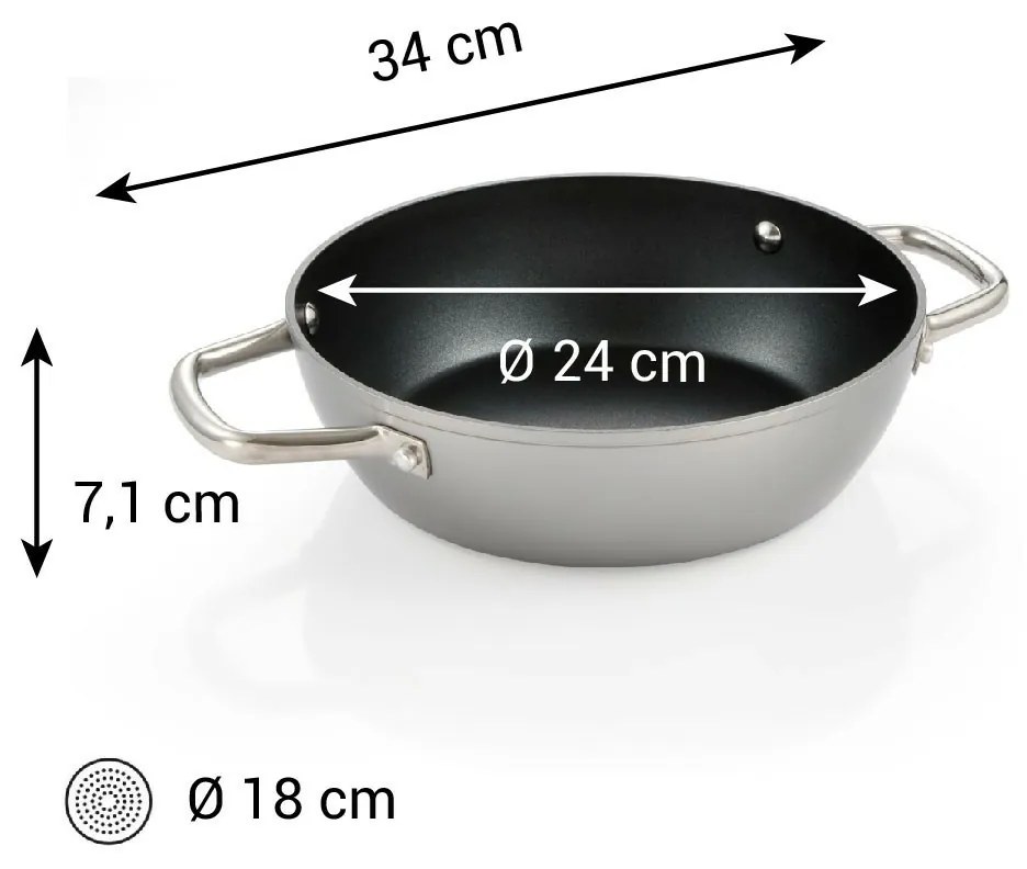 Tescoma GrandCHEF+ mélytányér 24 cm átmérőjű, 2fogantyúval rendelkező serpenyő, 24 cm átmérőjű