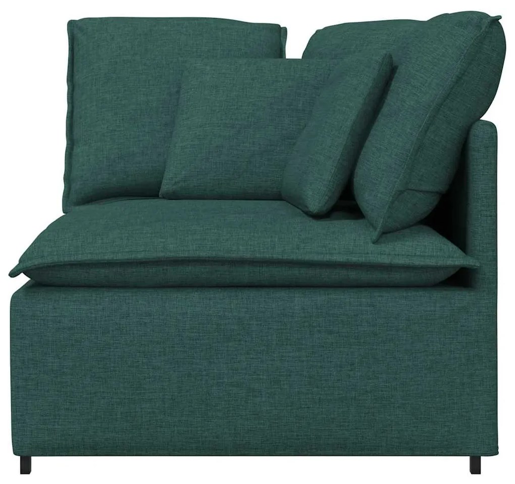 sötétzöld moduláris kanapé sarokmodul párnákkal 100 cm