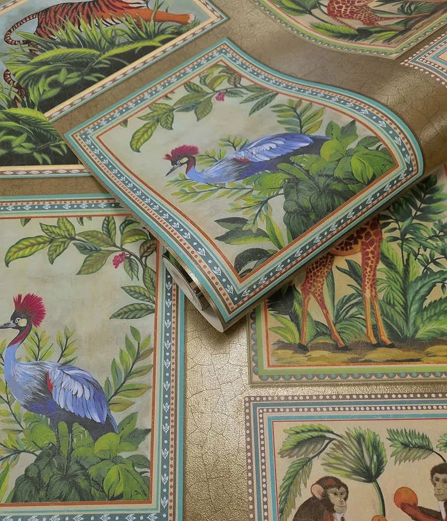 Holden Decor Wanderlust Menagerie arany állatos vlies tapéta – 92010
