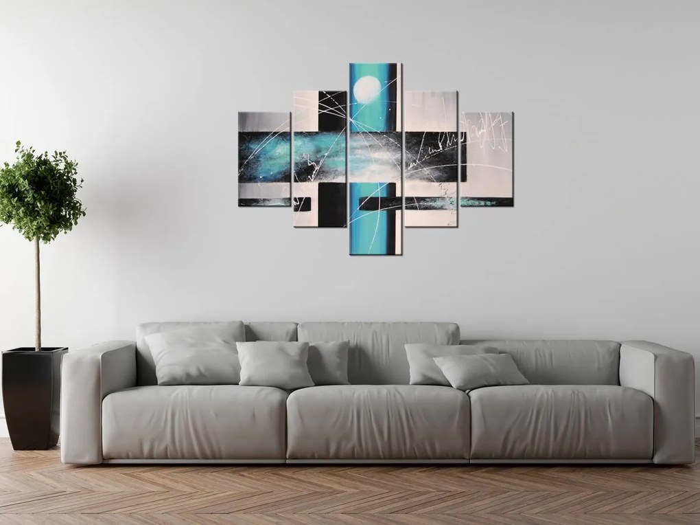 Gario Kézzel festett kép Mennyei orültség - 5 részes Méret: 150 x 70 cm
