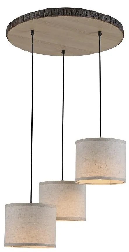 Leuchten Direkt 11236-79 - Csillár zsinóron BARK 3xE27/40W/230V