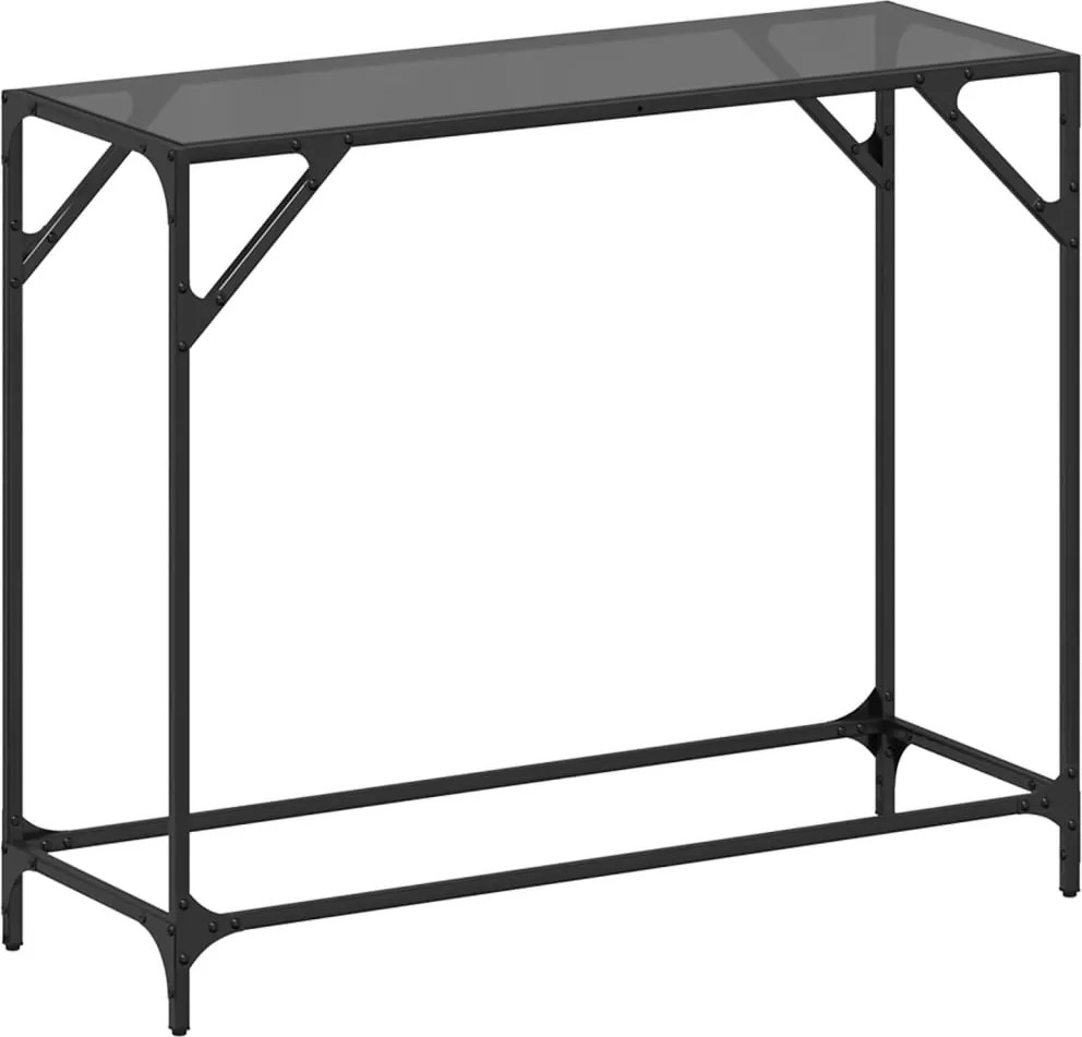 vidaXL acél tálalóasztal fekete üveglappal 98 x 35 x 81 cm