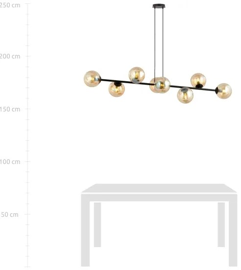 Csillár zsinóron ROSSI 8xE14/10W/230V fekete/bézs