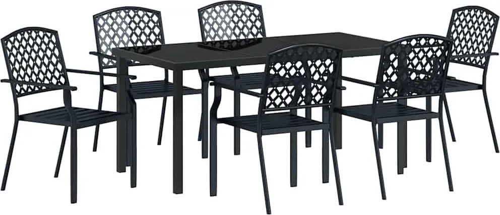 vidaXL Kert étkező szett 7 pcs Antracit Porszórt acél