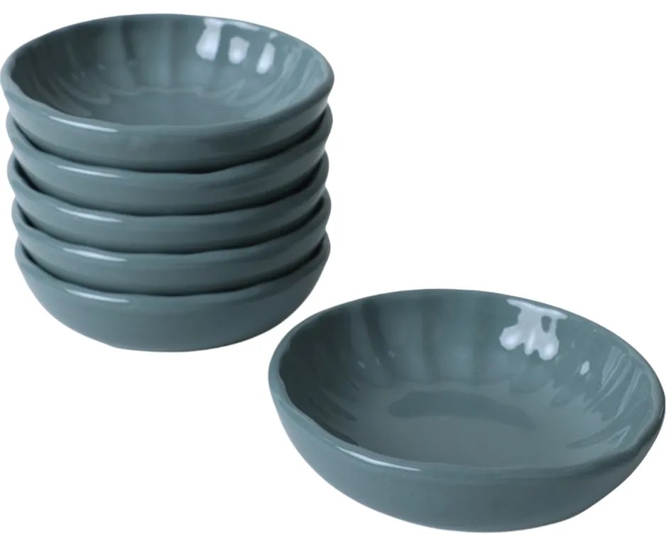 Laguna kőagyag tál 6 db, 12 cm, petrolkék