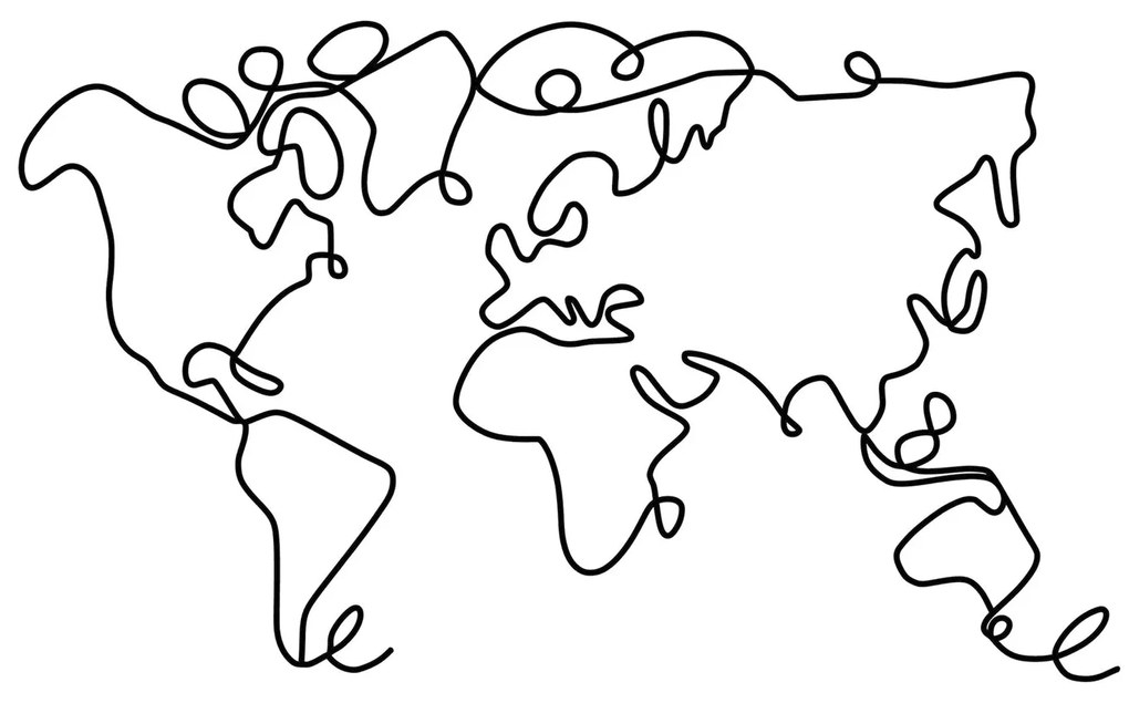 Fém fali dekoráció, World Map