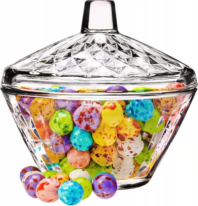 Cukortartó üveg fedéllel cukorka édesség tároló Luxito Karo