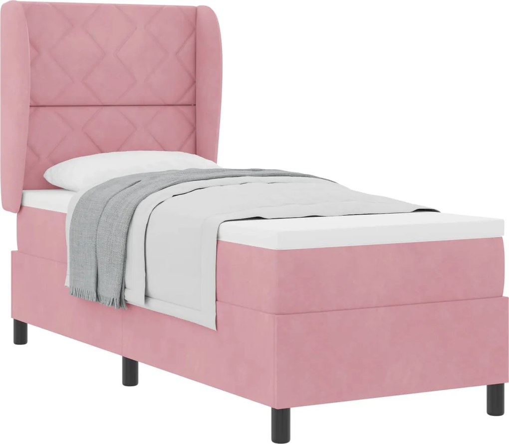 vidaXL Boxrugós ágy matracmal Rózsaszín 200 x 80 cm Poliészter