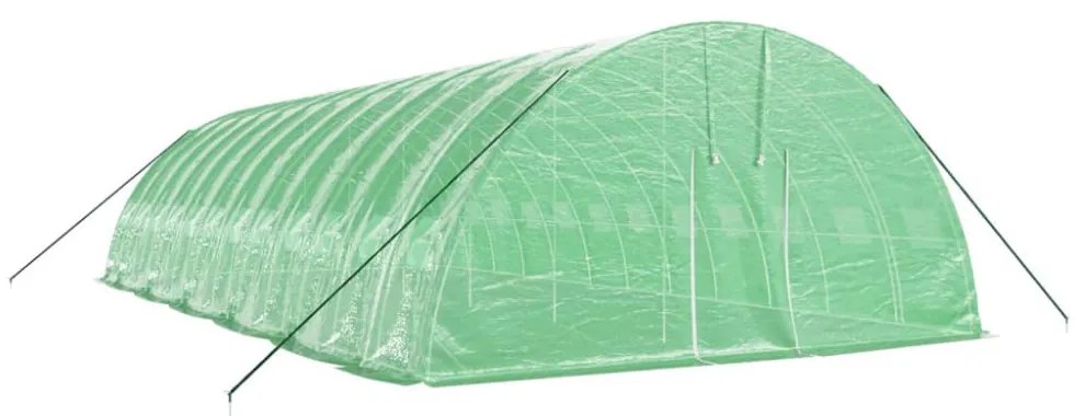 zöld acélvázas melegház 72 m² 12 x 6 x 2,85 m