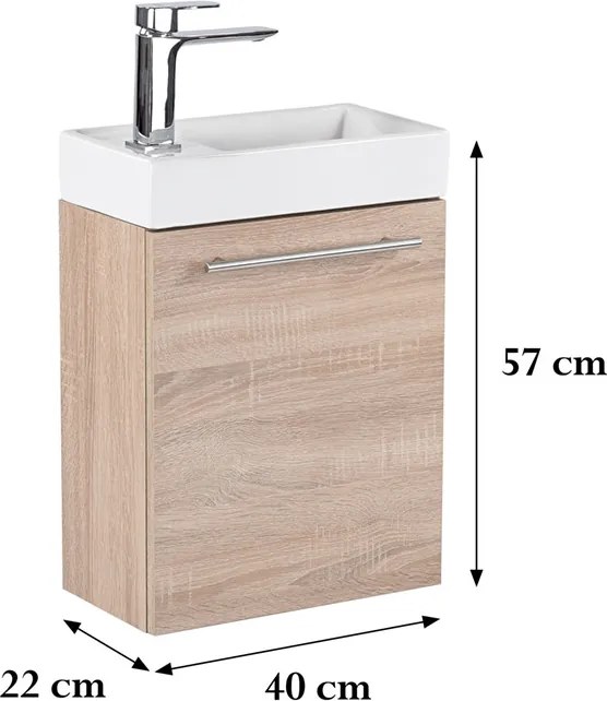 Fantastic alsó fürdőszoba bútor, mosdóval, sonoma tölgy színben