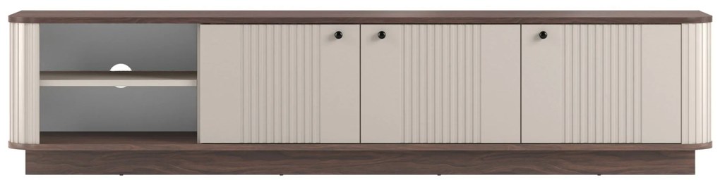 Vesper 3D TV-szekrény 187 cm talapzaton - kasmír / dió / fekete fogantyúk