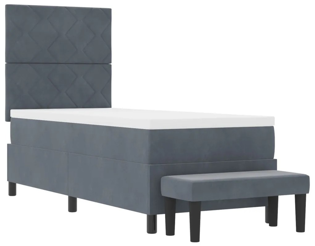 Box Spring Ágy Matraccal és Pad Sötétszürke 80x200 cm Bársony
